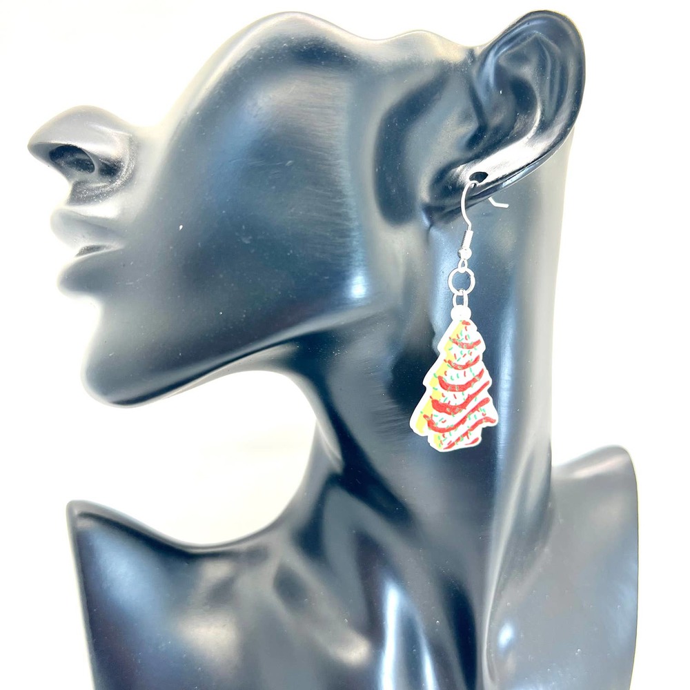 Lil Debbie Tree Cake Earrings - Christmas Earrings - Xmas Earrings - Snack Earri - Picture 8 of 8
